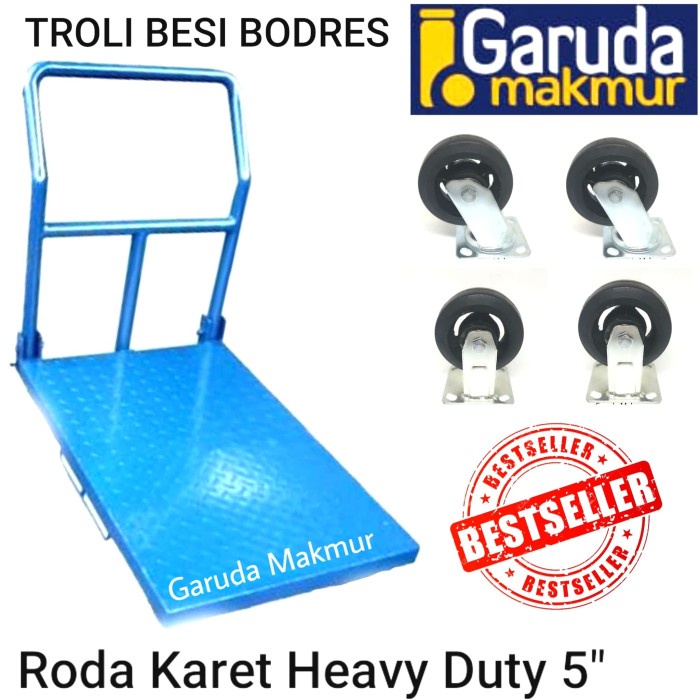 Best Seller Troli Besi Heavy Duty Troli Besi 1Ton Roda Karet Hd 5 In Hidup Mati