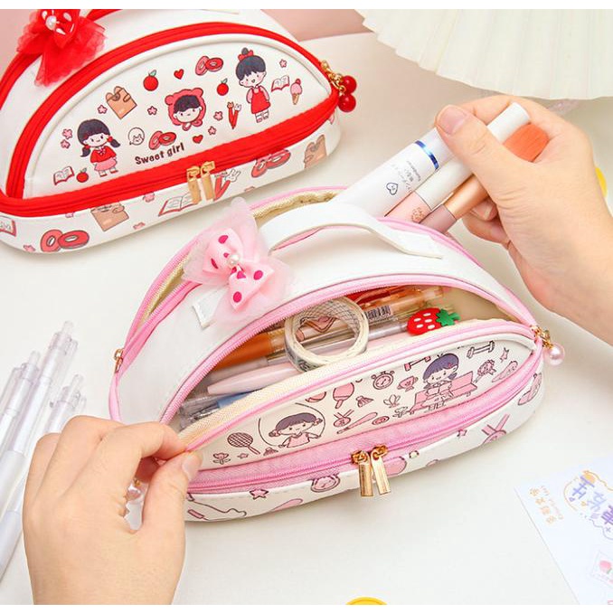 

Tempat Kotak Pensil Karakter Lucu Unik Large Capacity Multifungsi Cs09 - Putih Merah