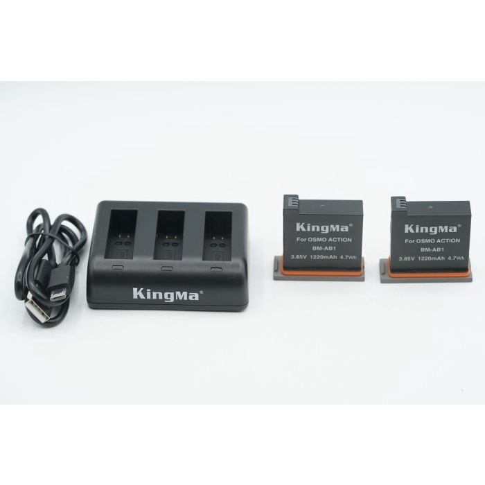 MUST HAVE KINGMA BM055 DJI OSMO ACTION TRIPLE CHARGER 2X BATERAI BM-AB1 BATTERY TERBARU