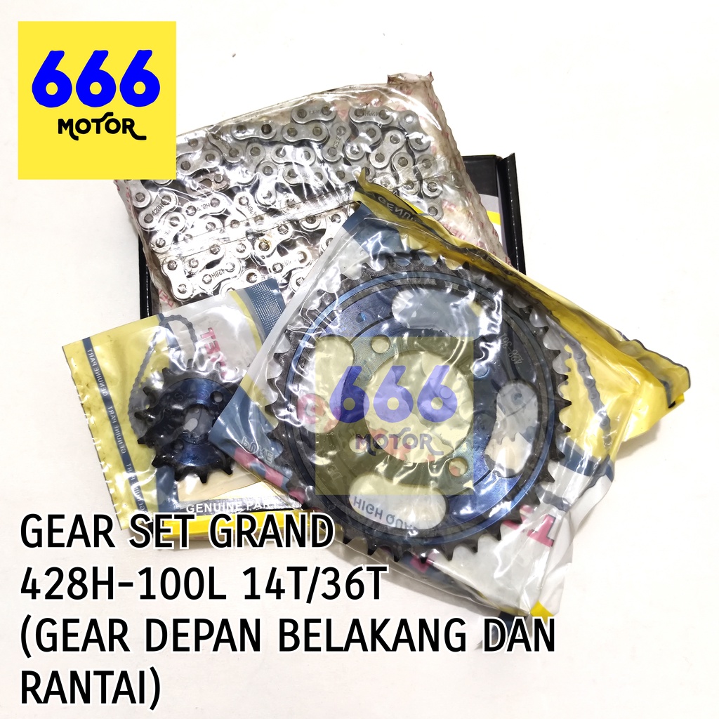 GEAR SET GRAND 428H-100L 14T/36T  (GEAR DEPAN BELAKANG DAN RANTAI)