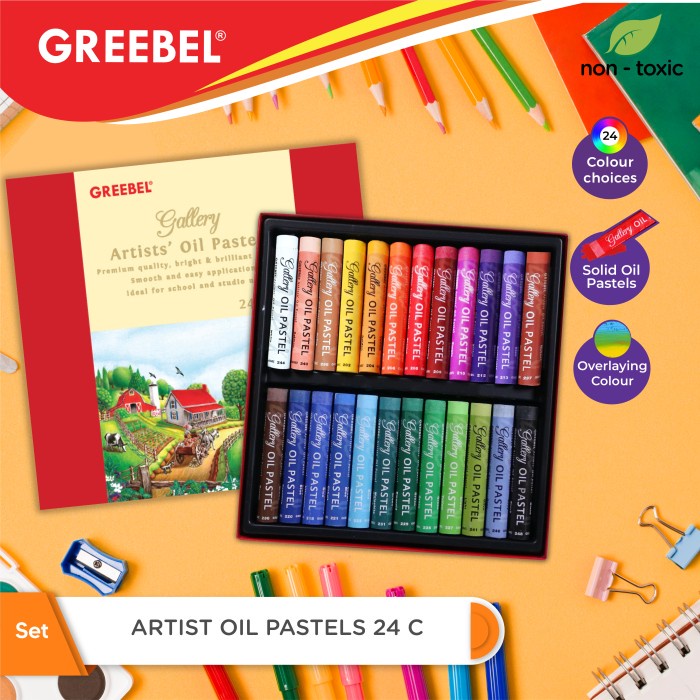 

Terlaris Greebel Crayon Krayon Artist Oil Pastel(24 Warna)Untuk Anak Non Toxic