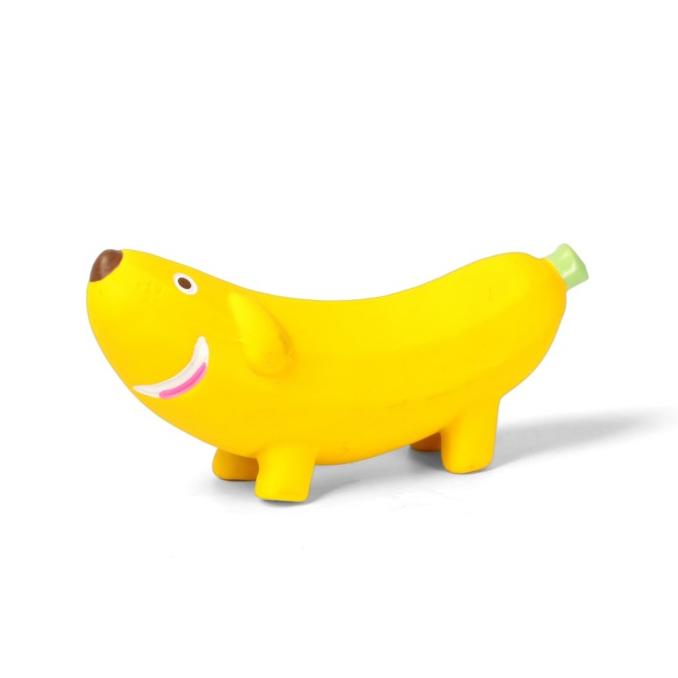 Q-MONSTER Pet Dog Squeaky Rubber Toy Mainan Anjing FRUIT BANANA DOG