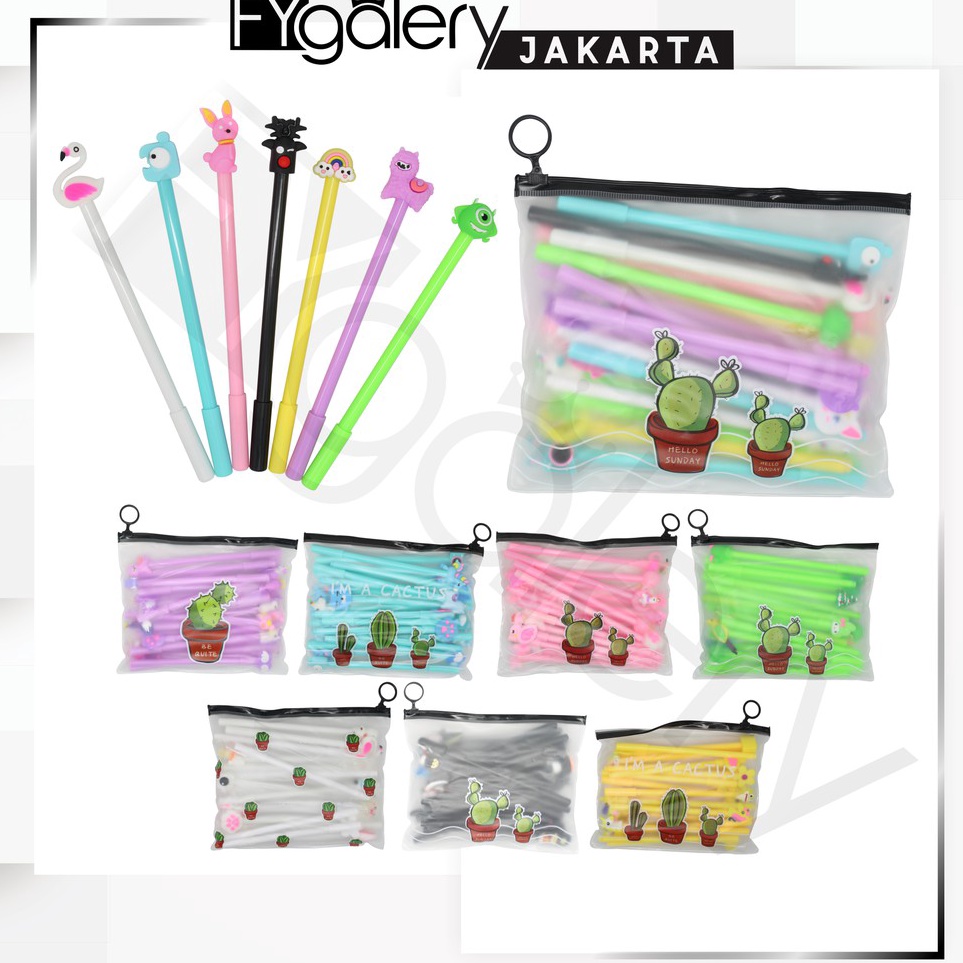 

FYGALERYJAKARTA HL0078 Pena Karakter Set Pouch Isi 20 Pcs Tempat Pensil Transparan Zipper Bag ▫ ARB.6Jn23ᵁ