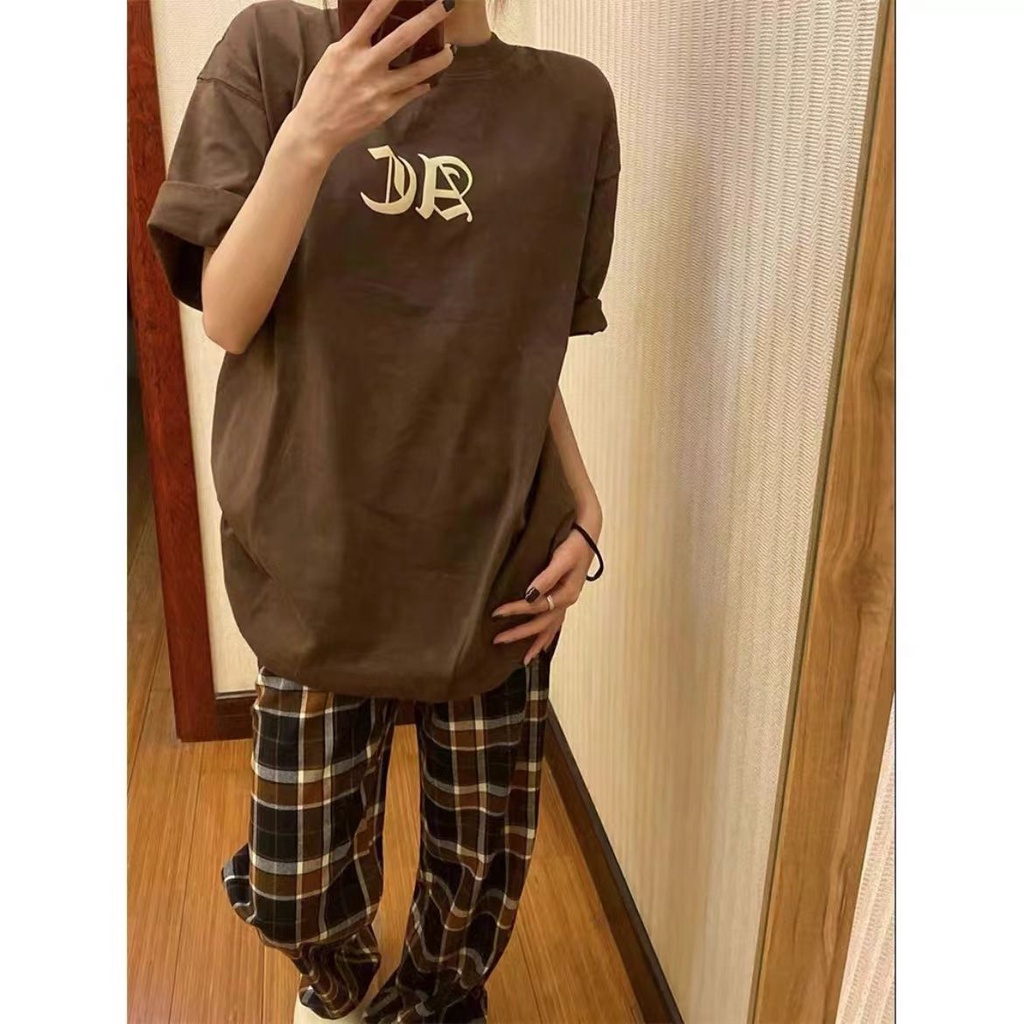Red Yang sesak Guochao desain asli gelembung ac pencetakan logo sederhana lengan pendek pria dan wanita musim panas longgar leher bulat kasual t-shirt