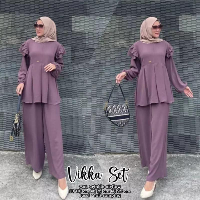 ONESET VIKA//SETELAN KERAH VIKA BEST SELLER//ATASAN KRINGKEL CRINCLE