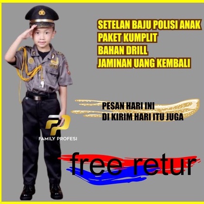 2JSK3-D Baju Anak Laki Laki Polisi Anak Baju Polisi Sabara Laki laki Perempuan  Seragam Sekolah TK U