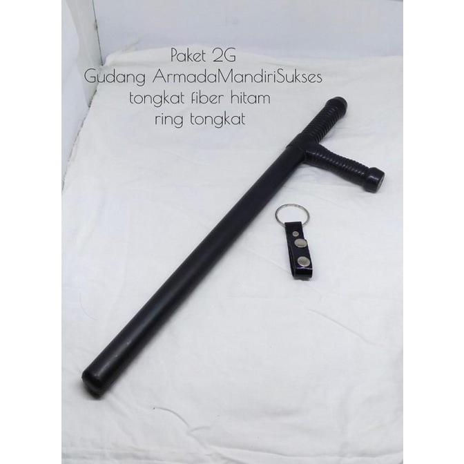 Paket 2G| Pentungan Dan Ring Tongkat Hitam Atau Putih |Atribut Satpam