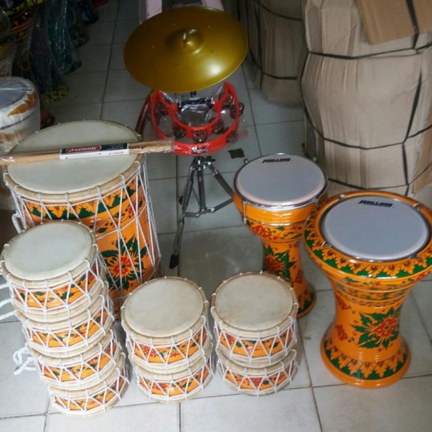 New Marawis Batik Marawis Polos Marawis Ukir Satu Set Marawis Batik Full Set 12 Alat Hadroh Rebana Q