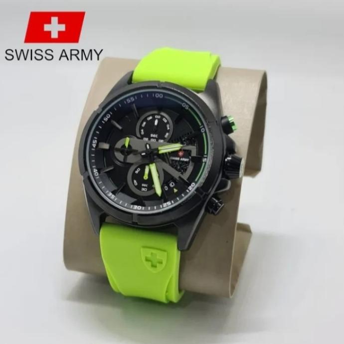 Best Sales Jam Tangan Pria Swiss Army Chrono Aktif Tali Karet Rubber Tanggal Akti Berkualitas