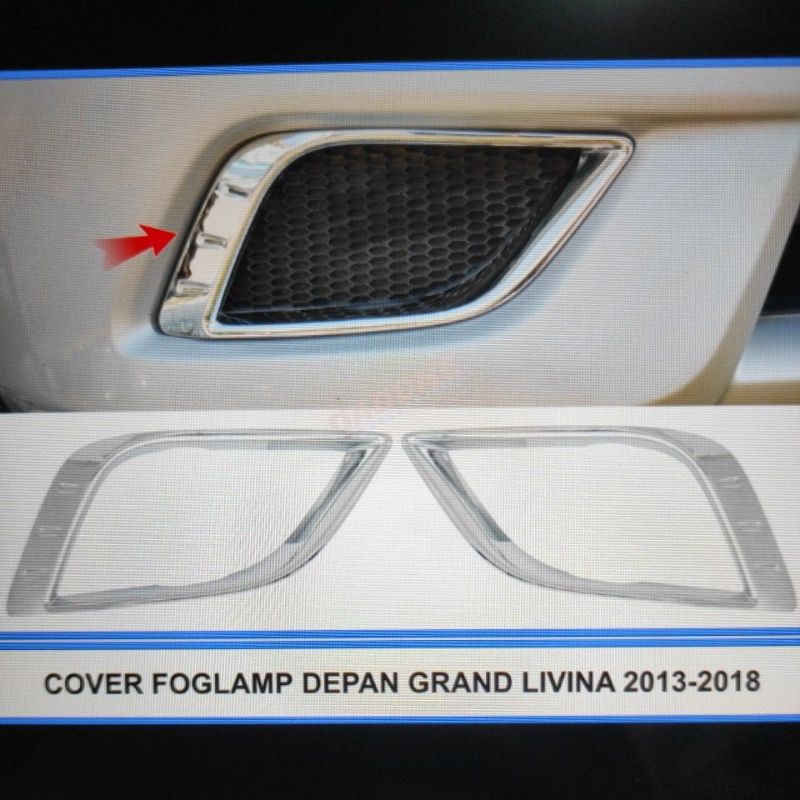 cover ring foglamp bumper depan mobil nissan grand livina 2013 sampai 2018 2014 2015 2016 2017 chrome crome tempel