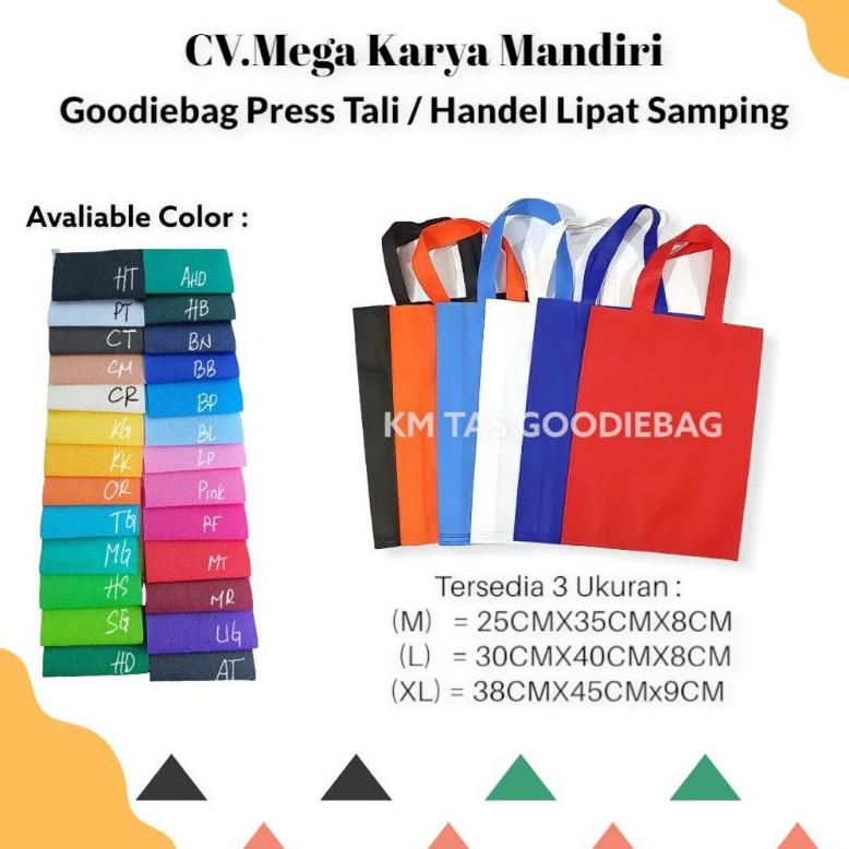 

Terbaru ISI 12 PCS Uk.38x45 TAS SOUVENIR / TAS SPUNBOND / TAS PRESS TALI / GOODIEBAG STANDING HANDLE