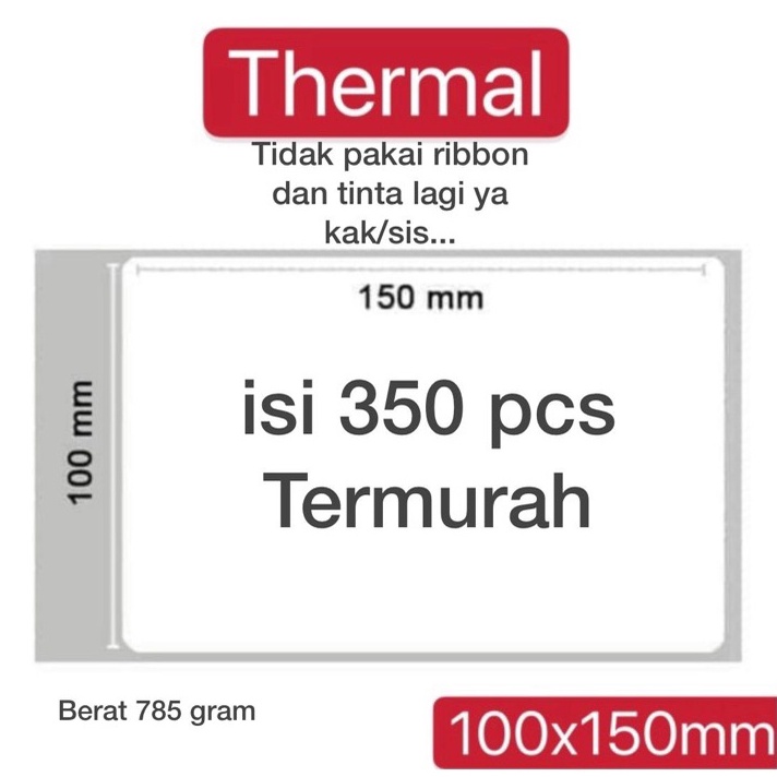 

❤[PROMO MURAH!!!]❤ LABEL THERMAL BARCODE STICKER 100x150mm isi 350 TERMURAH