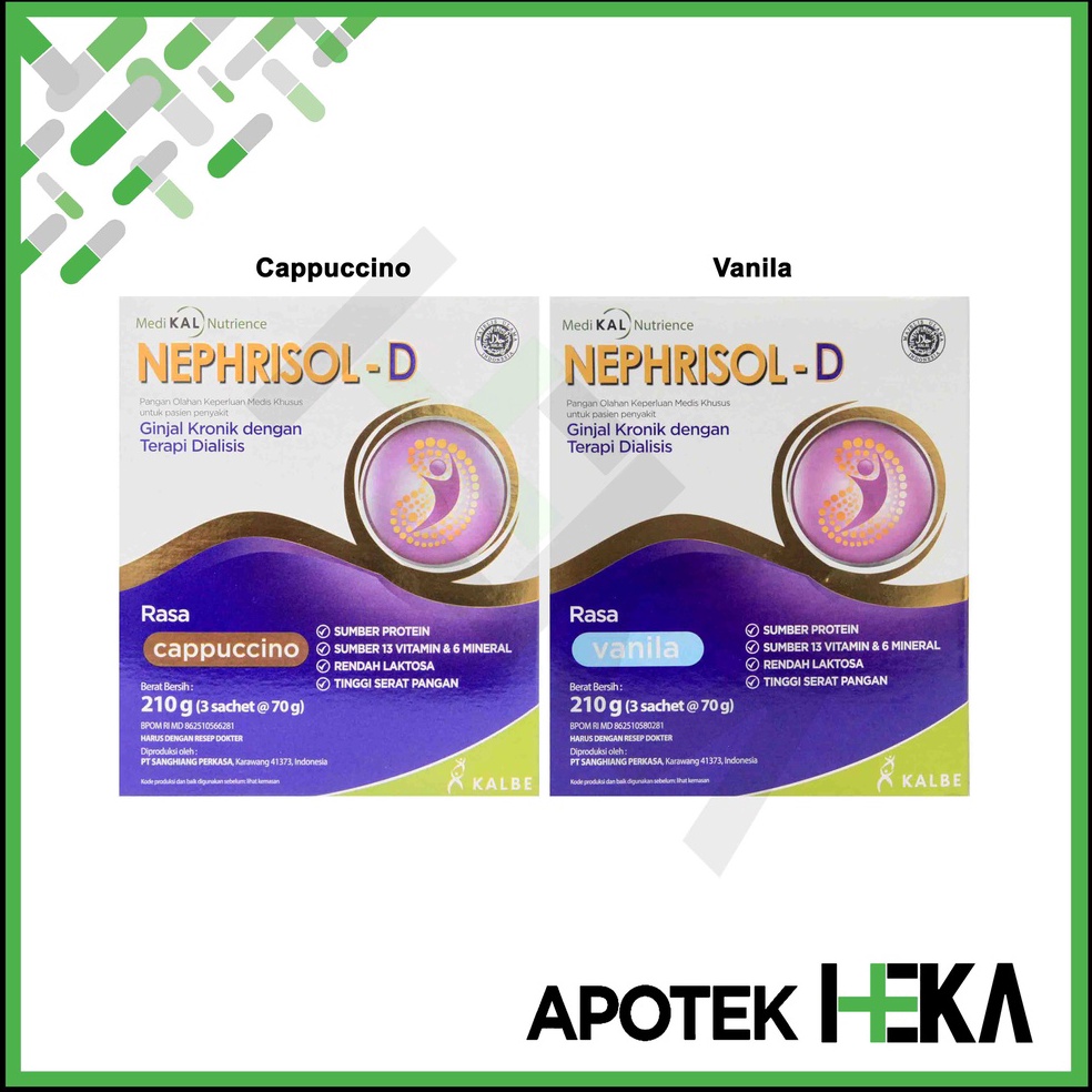 

Dijual.. Nephrisol-D Vanila 210 gram - Susu Pasien Ginjal Dialisis 7E7
