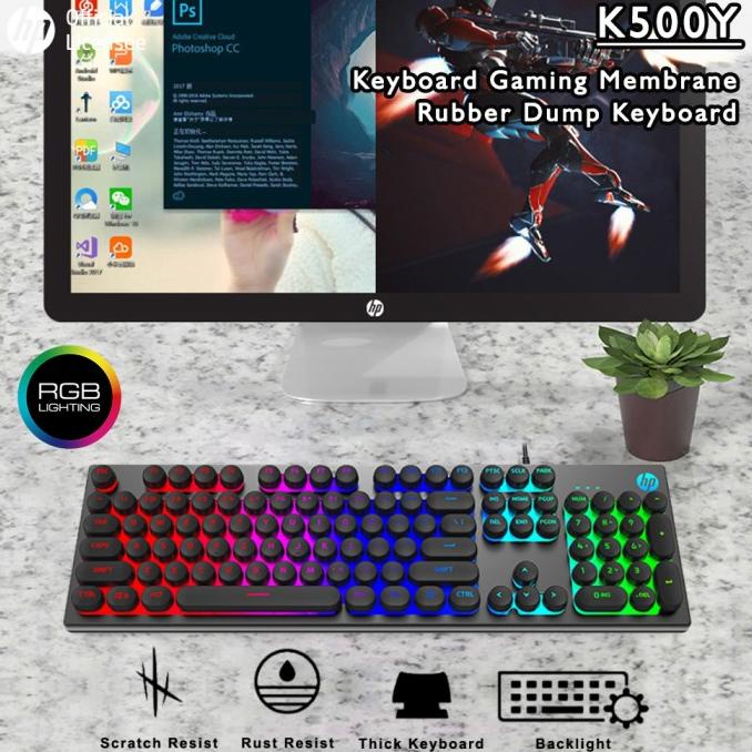 Keyboard Gaming Hp K500Y - Rgb Membrane (Rubber Dump) Keyboard