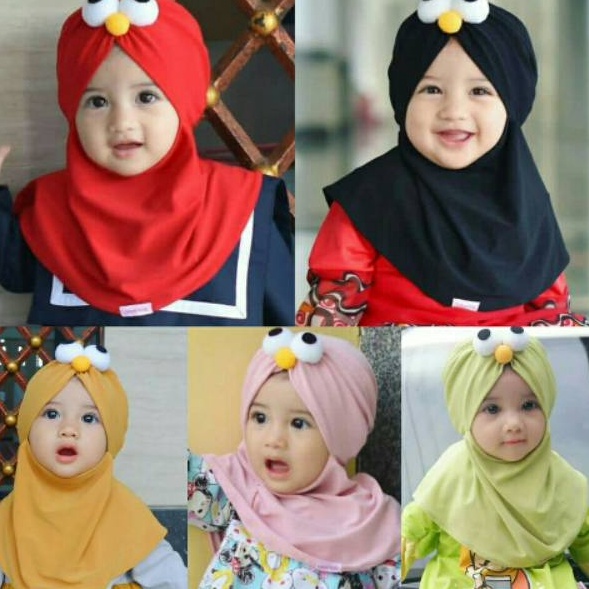 Ready Stok  Hijab anak bayi 0 6 12 bulan 0 1 2 tahun HIJAB ELMO Kerudung bayi hijab bayi jilbab anak