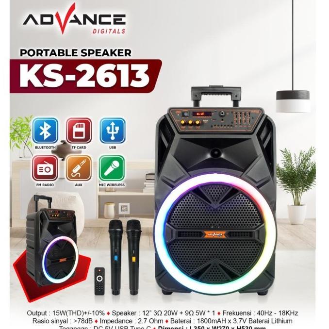 Advance Speaker Aktif Meeting Portable Ks-2613 Bluetooth 12 Inch Kulitkuacistore
