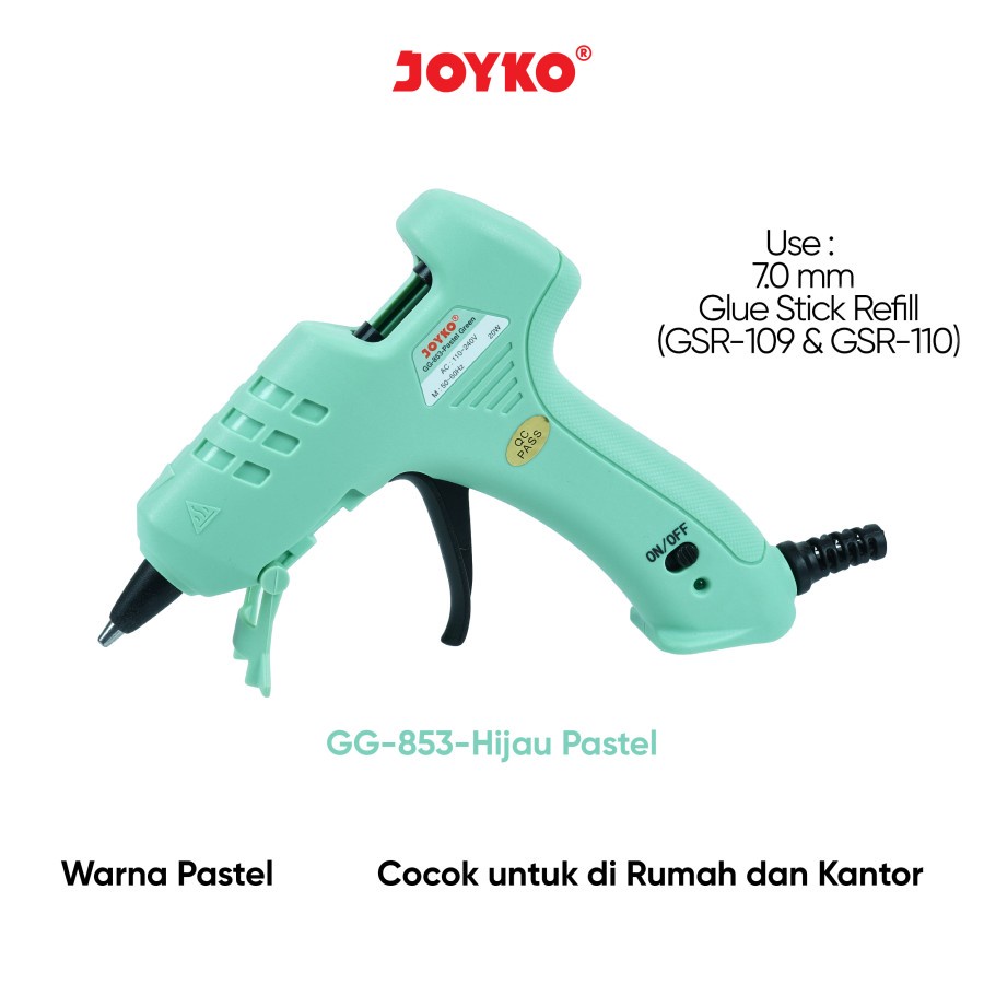 

GLUE GUN PASTEL JOYKO GG- 853 SOFT COLOR ALAT LEM BAKAR LILIN LEM UNTUK KERAJINAN DAN RUMAH TANGGA