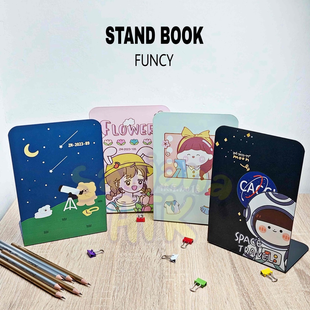 

(2PCS) BOOK STAND / STAND BOOK / SANDARAN BUKU / END BOOK / PENYANGGA BUKU FUNCY