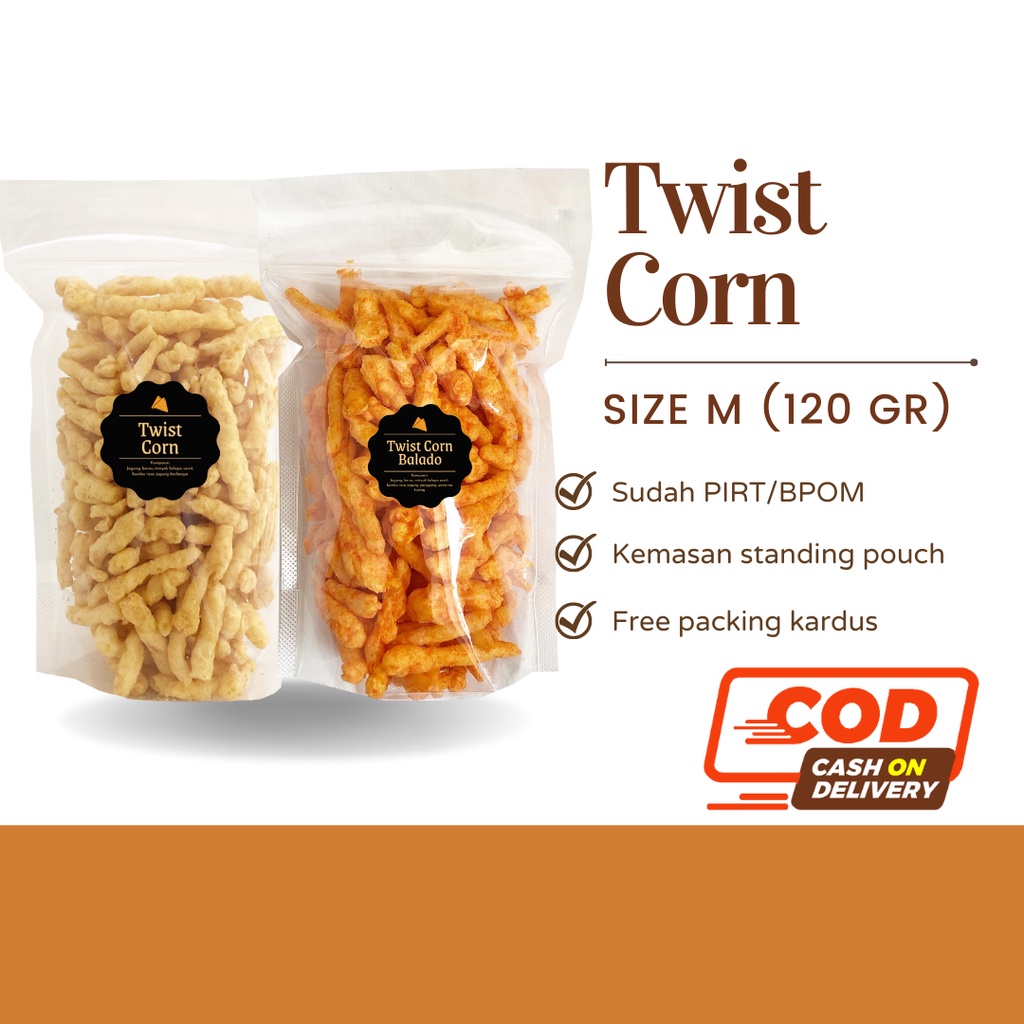 [DELISH SNACKS] Twist Corn Ori / Balado (M) 120gr / Snack Cemilan / Camilan Makanan / Enak Asin Gurih Cheetos