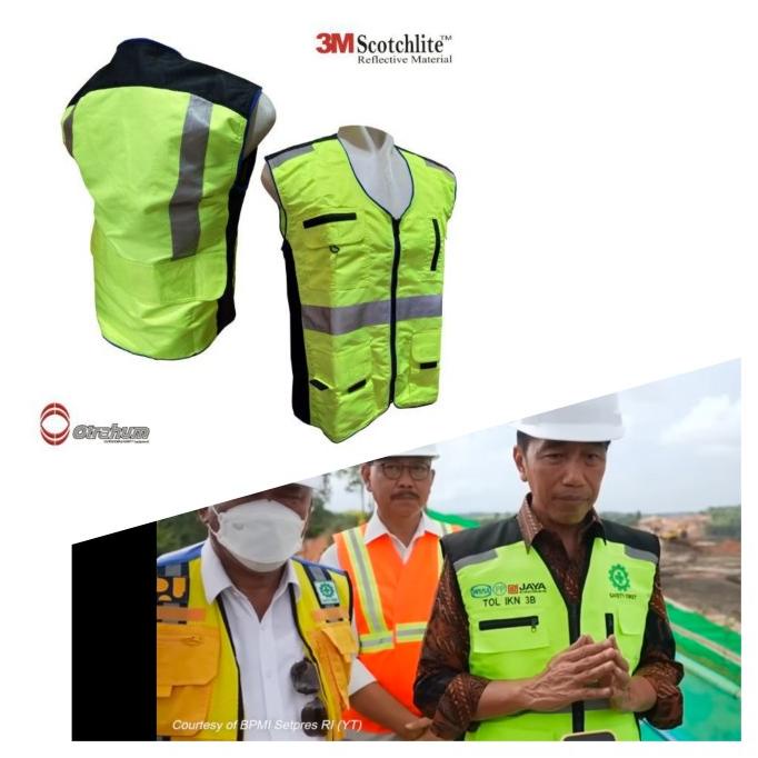 Rompi Safety Vest Kerja K3 Hse Lapangan Bandara, Tambang, Proyek Merah