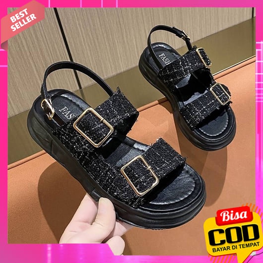 Sandal Wanita Kekinian 2023 Simple Elegan Korean Style Weges Branded Murah Cewek Bisa Cod Sendal Kon