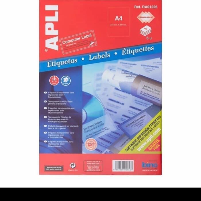 

Apli White Polyester Transparant Label 70X37 Mm Ref 01225 Isi 5 Sheet