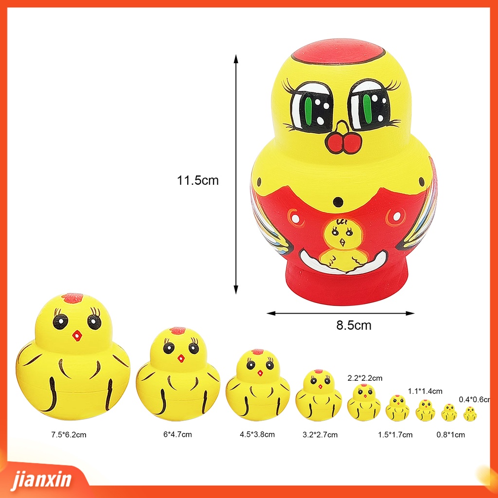 [Jianxin] Mal 1set Boneka Bersarang Indah Desain Hewan Sepuluh Lapis Kartun Anak Ayam Matrioska Mainan Untuk Anak