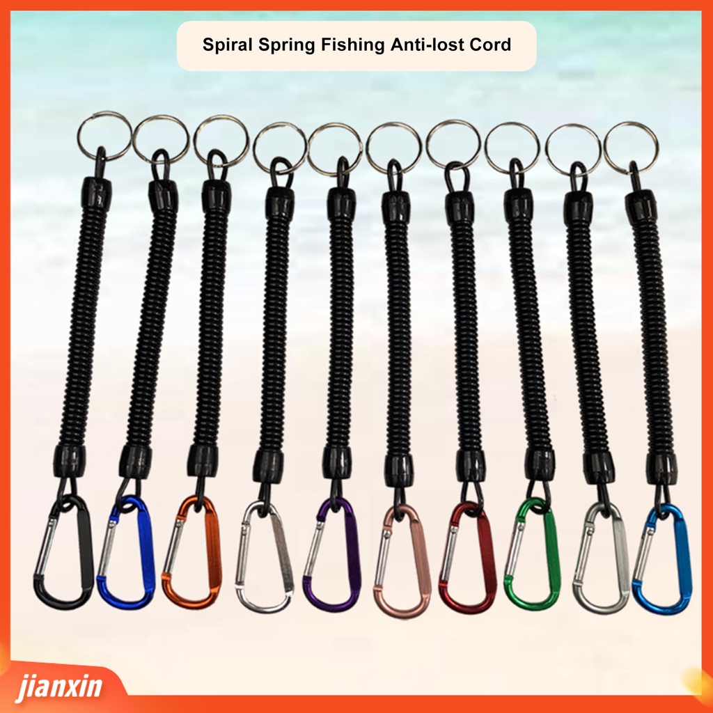 [Jianxin] anti Hilang Tali Ditarik Elastis Dengan Keyring Carabiner Multifungsi Anti-Pencurian TPU Digulung Musim Semi Memancing Anti-lost Safety Lanyard Perlengkapan Luar Ruangan