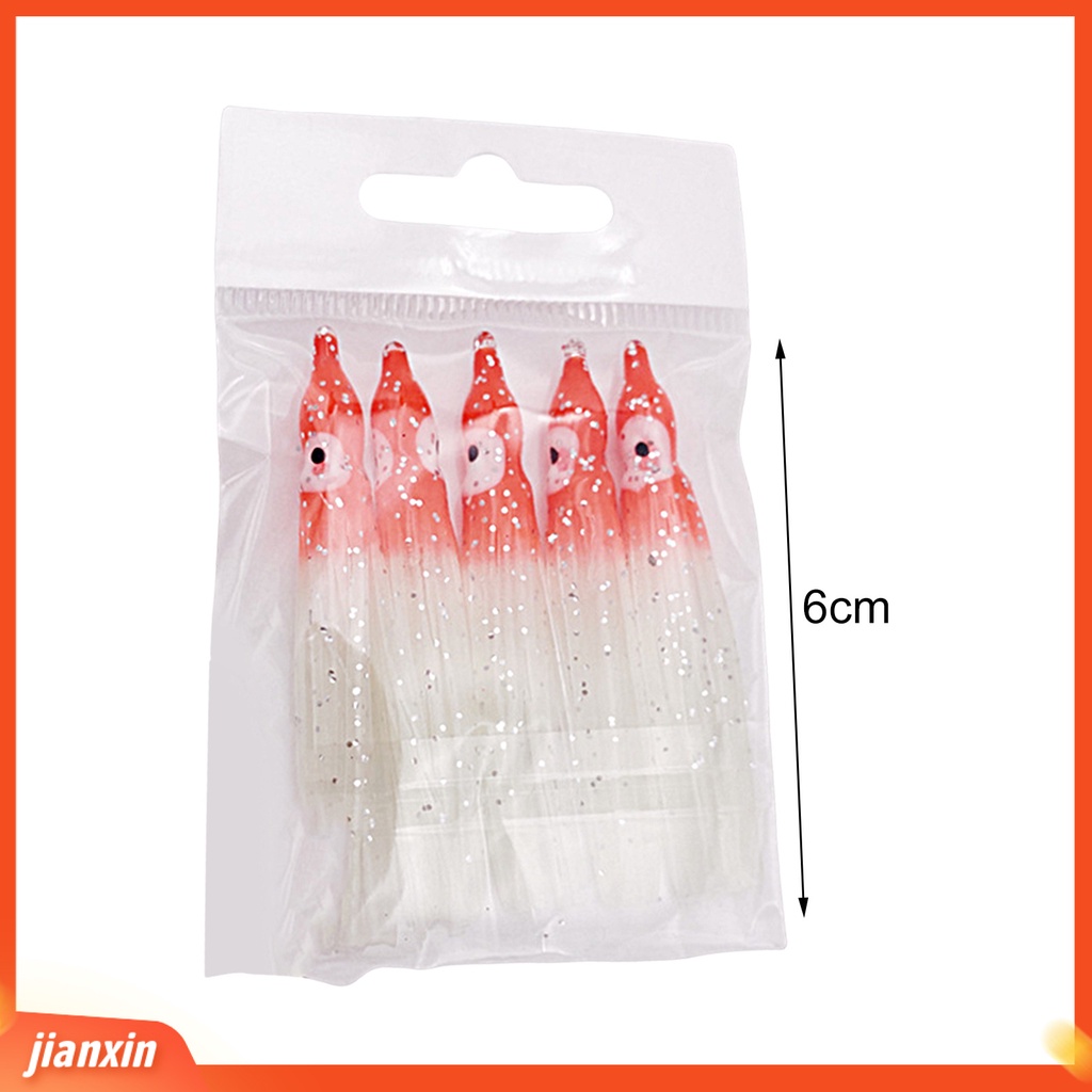 [Jianxin] 5pcs Gurita Umpan Lembut Simulasi Dengan Efek Bercahaya Memancing Air Laut Lembut Cumi Rok Umpan Untuk Memancing Outdoor