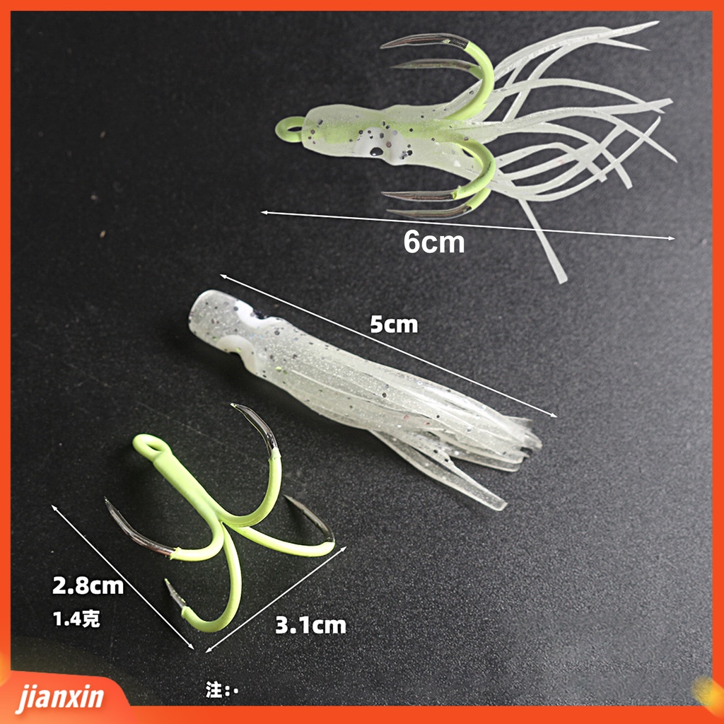 [Jianxin] 10 Pcs Umpan Pancing Soft Bait Bentuk Gurita Menyala Bahan Silikon