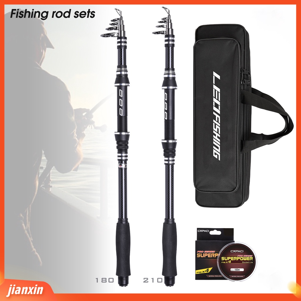 [Jianxin] 1 Set LEO Pancing Telescopic Rust-proof Portable Ultra Light Marine Fishing Rod Set Alat Pancing