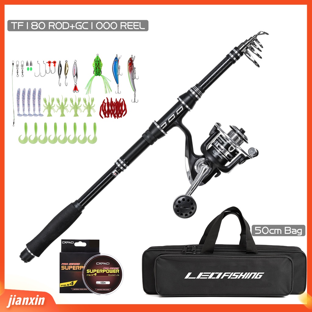 [Jianxin] 1 Set LEO Pancing Telescopic Rust-proof Portable Ultra Light Marine Fishing Rod Set Alat Pancing