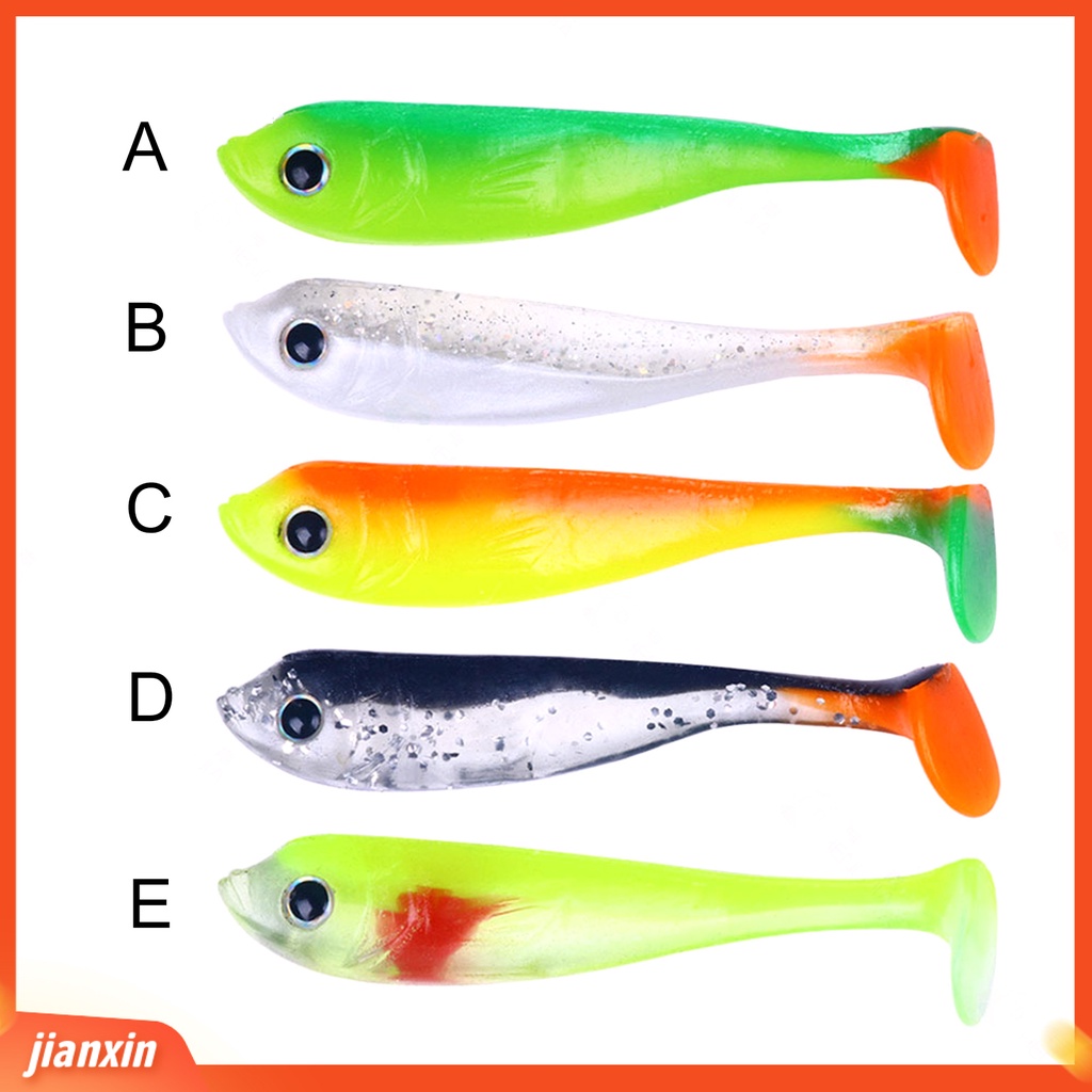 [Jianxin] 5pcs/bag 6.5CM/3G Umpan Pancing Simulasi Warna Terang Fleksibel Reusable 3D Eyes Fish Attraction Universal Lembut Silicone Paddle Tail Swimbait Fishing Gear