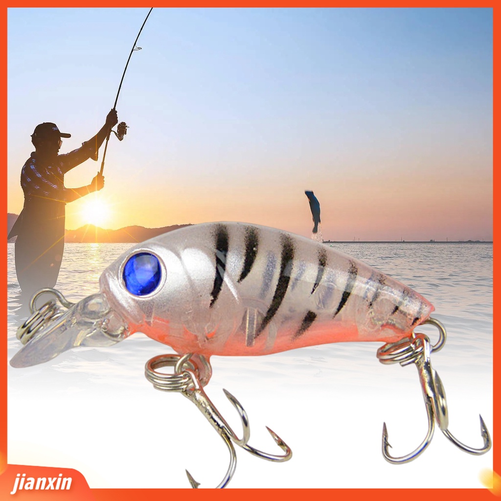 [Jianxin] 4g/4.5cm Umpan Pancing Mini Warna Terang 3D Fisheyes Tajam Kait Simulasi Ikan Atraksi Universal Mengambang Engkol Buatan Air Tawar Bass Umpan Keras Alat Pancing