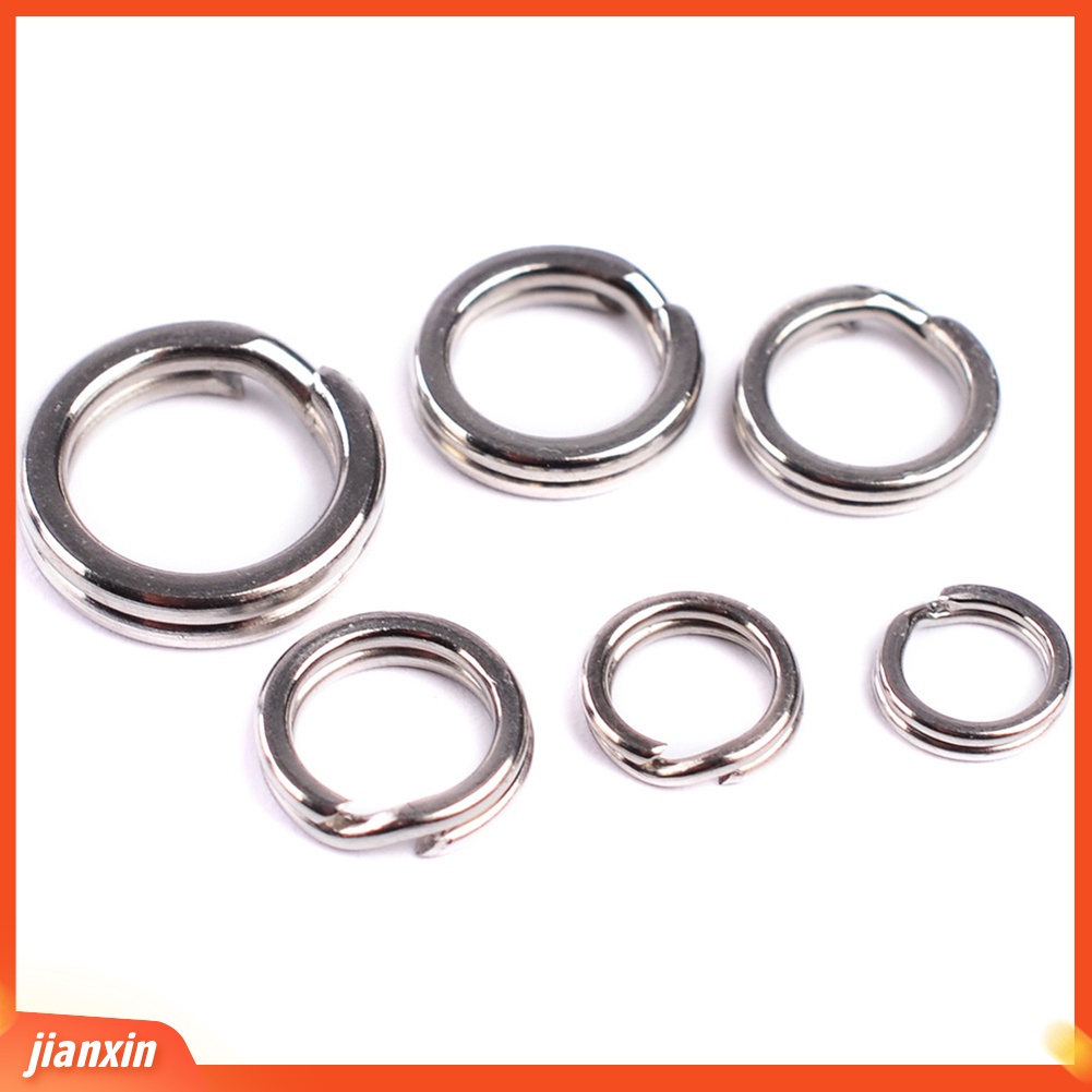 [Jianxin] 100pcs Cincin Loop Split Ganda Bahan Stainless Steel untuk Aksesoris Memancing