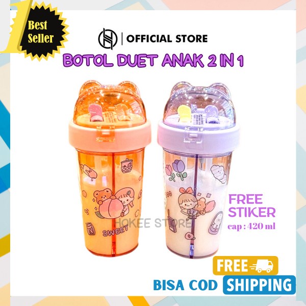 Botol Minumsn Sedotan Anti Tumpah Sekolah Aesthetic Karakter Lucu Boyol Botel Munum Kids Tumblr Boto