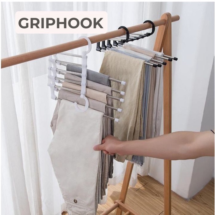 FM FIT GripHook Hanger Stainless 5in 1 Trouser gantungan baju celana Hijab