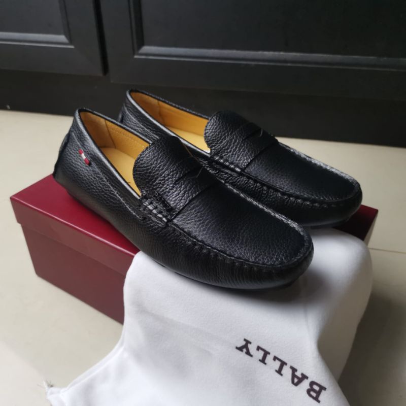 sepatu loafer bally pria sepatu slip on cowok kulit men shoes tanpa tali  mewah