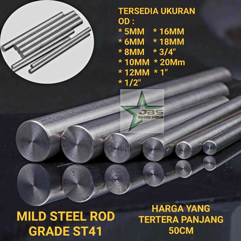 BESI AS ST 41 DIAMETER 3/4 INCHI (19MM)×50CM | AS SS400 | MILD STEEL