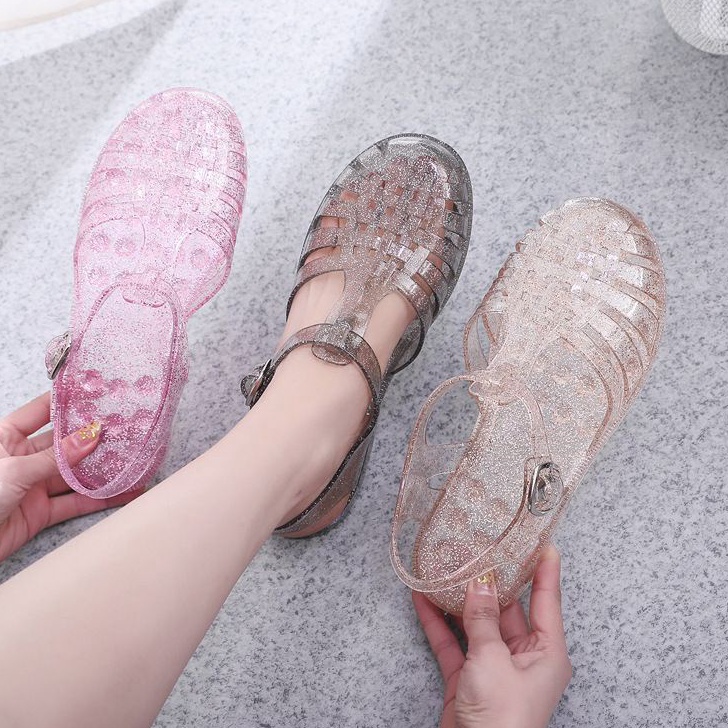 12.12 Promo Brand Meisha transparant jelly shoes/ meisha jelly transparant Glitter/ sandal wanita/sa