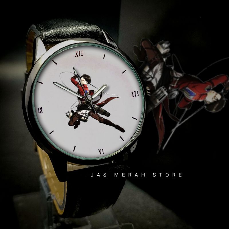 Jam Tangan AOT Levi Ackerman Premium Include Double Strap &amp; Box Attack on Titan