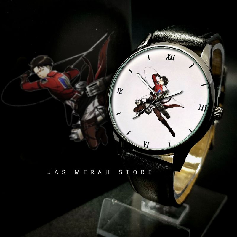 Jam Tangan AOT Levi Ackerman Premium Include Double Strap &amp; Box Attack on Titan