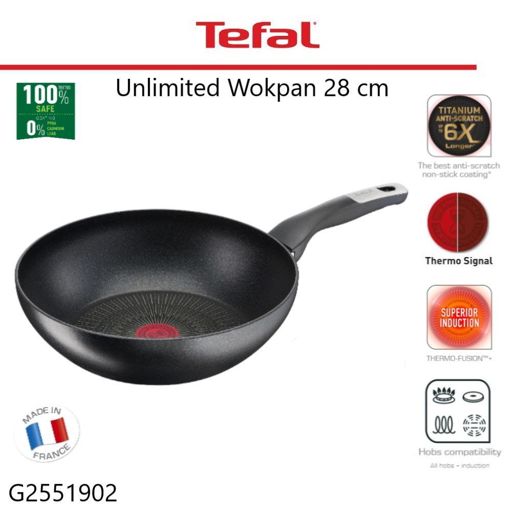 Tefal Unlimited Wokpan 28cm Wajan Anti Lengket Premium