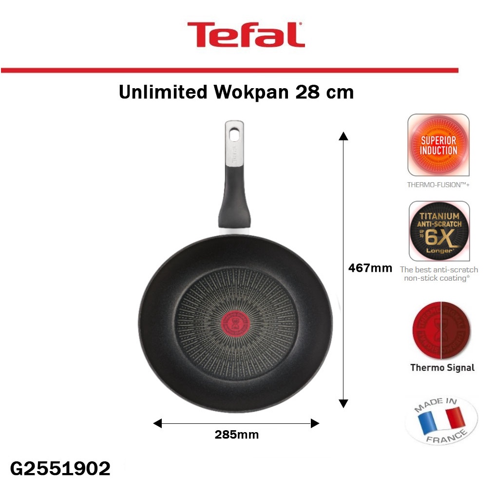 Tefal Unlimited Wokpan 28cm Wajan Anti Lengket Premium