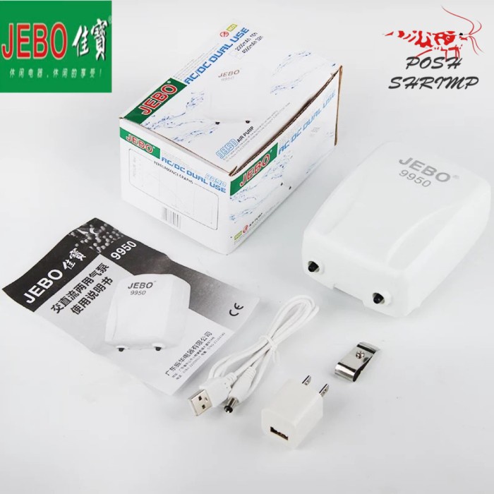 Jebo 9950 Pompa Aquarium Aerator Portable AC DC Power Bank Usb