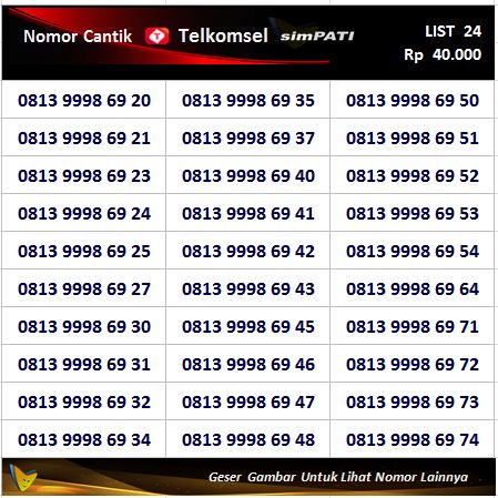 Nomor Cantik simPATI dari Telkomsel SERI 2000 bisa COD