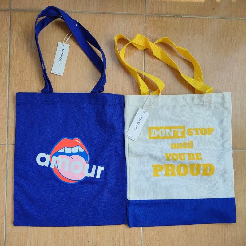 MINISO TOTE BAG SHOPPING BAG TAS BELANJA TAS BAHU KANVAS