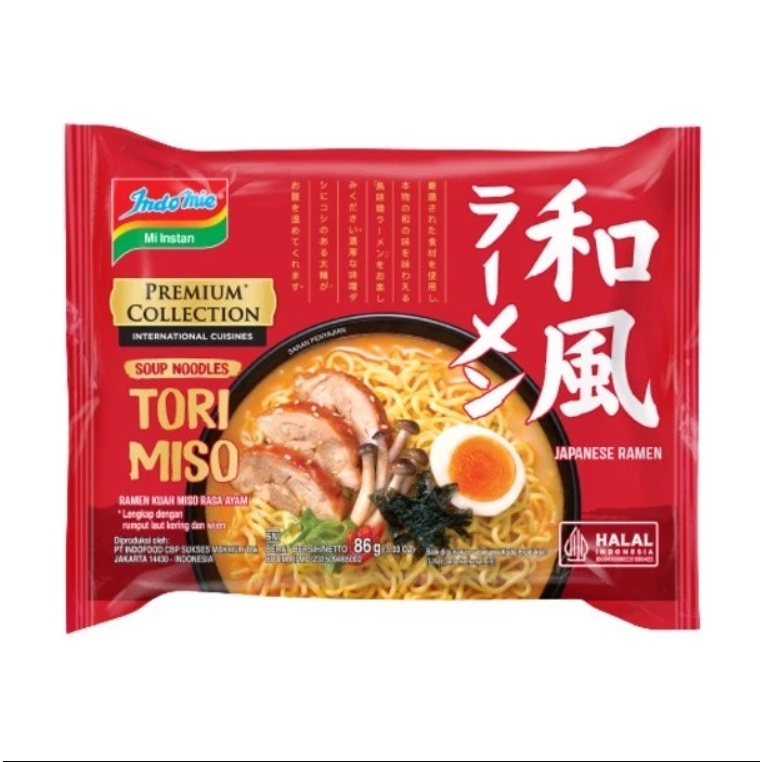 

INDOMIE TORI MISO PREMIUM COLLECTION SOUP NOODLE RAMEN KUAH MISO RASA AYAM 86 GR
