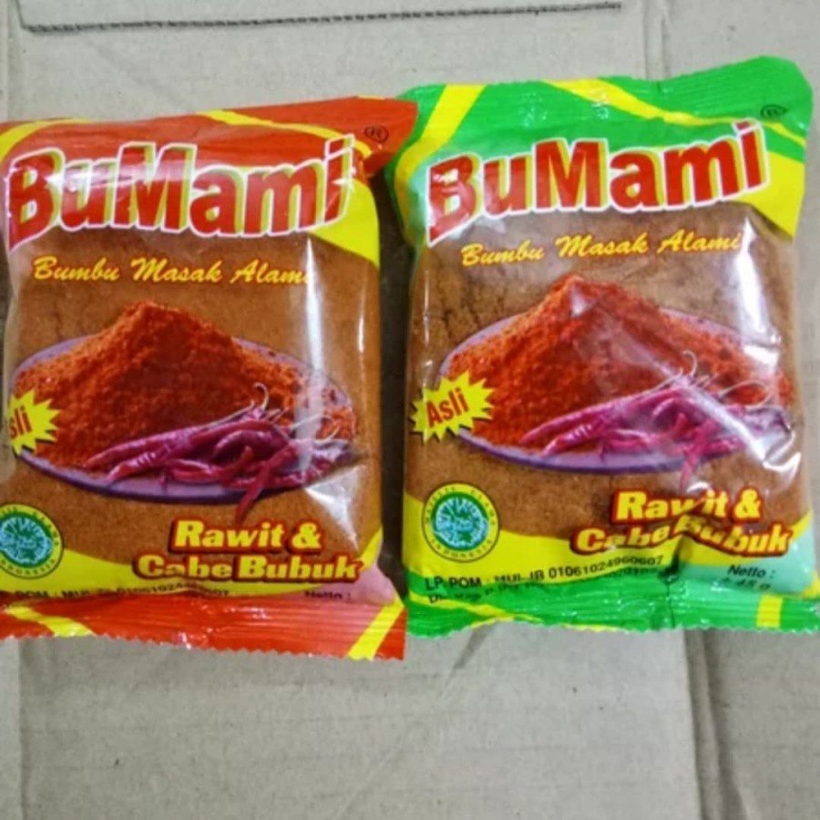 

BUMAMI CABE BUBUK KASAR HALUS BASRENG KENTANG CIMOL CILOK 40 GR HIJAU MERAH