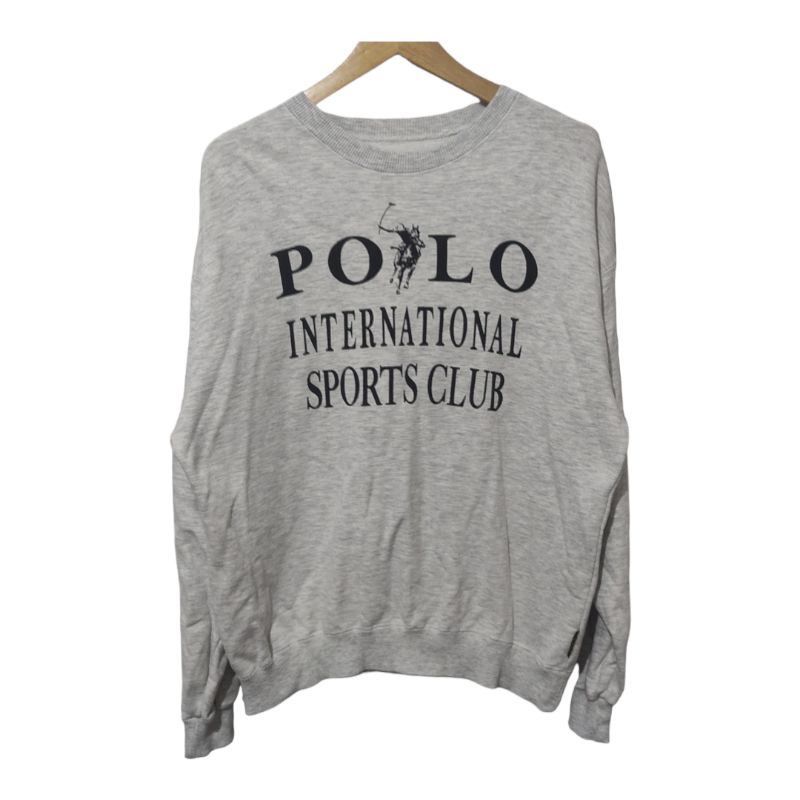 crewneck gray polo international sport club size XL tag cut